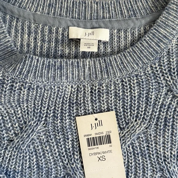 NWT J. Jill Heathered Blue Knit Sweater 3/4 Sleeve Women’s Size Small - Picture 4 of 7